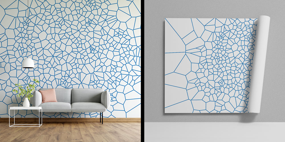 Geometrik Mavi Çizgili Modern Duvar Kağıdı 5563