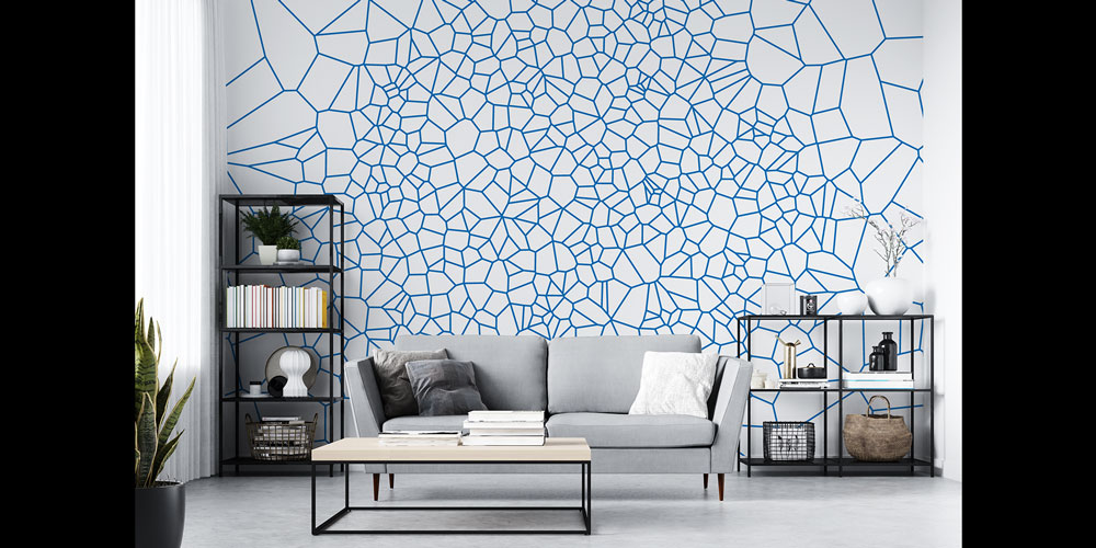 Geometrik Mavi Çizgili Modern Duvar Kağıdı 5563