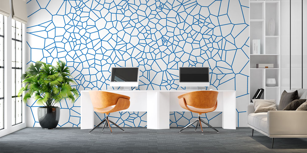 Geometrik Mavi Çizgili Modern Duvar Kağıdı 5563