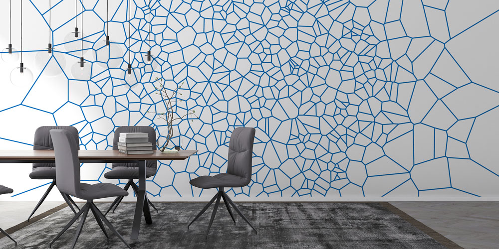 Geometrik Mavi Çizgili Modern Duvar Kağıdı 5563