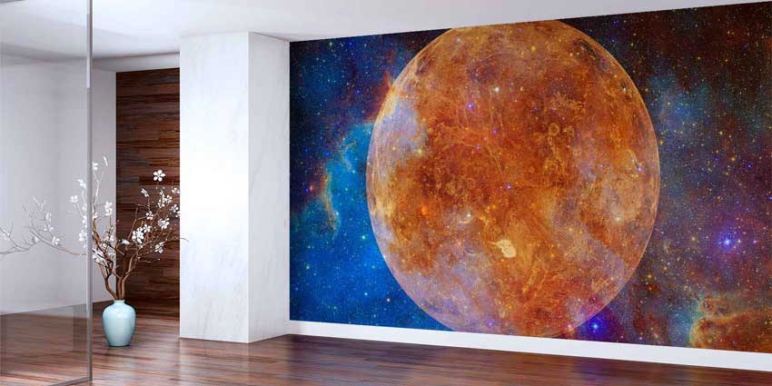 Dev Gezegen ve Galaksi Manzaralı Uzay Temalı Duvar Kağıdı 4348