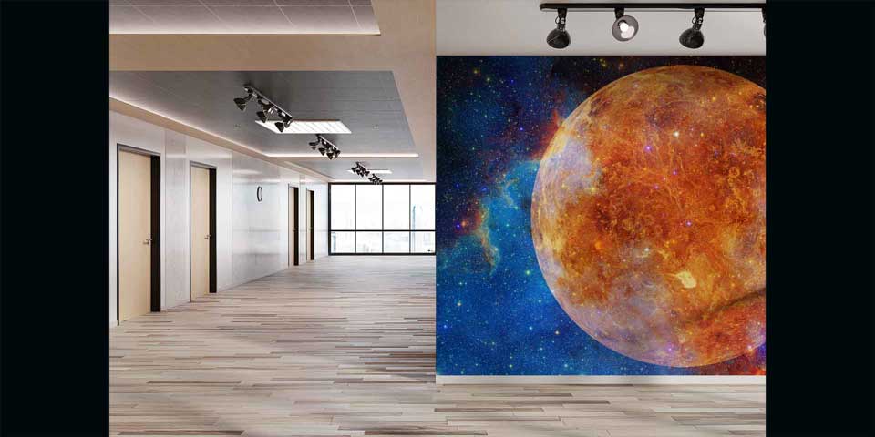 Dev Gezegen ve Galaksi Manzaralı Uzay Temalı Duvar Kağıdı 4348