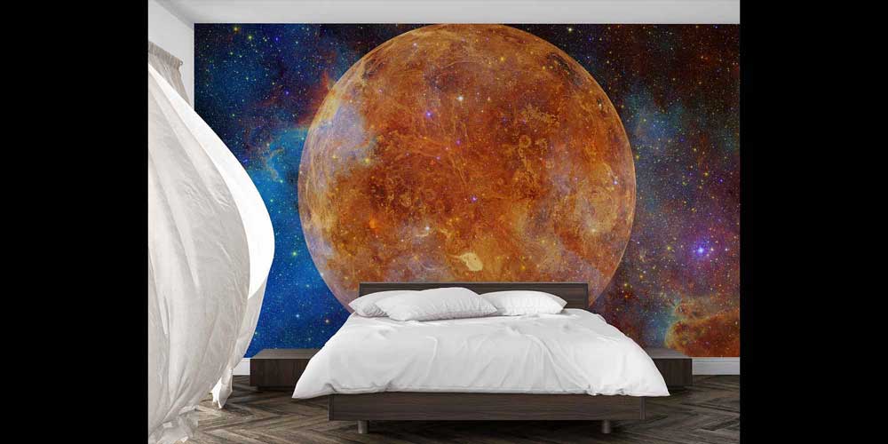 Dev Gezegen ve Galaksi Manzaralı Uzay Temalı Duvar Kağıdı 4348