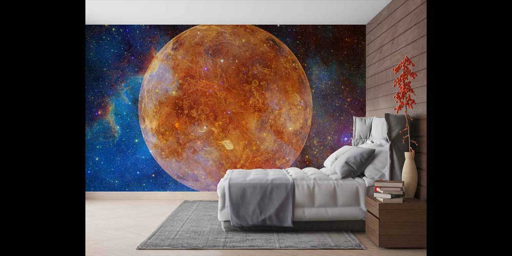 Dev Gezegen ve Galaksi Manzaralı Uzay Temalı Duvar Kağıdı 4348