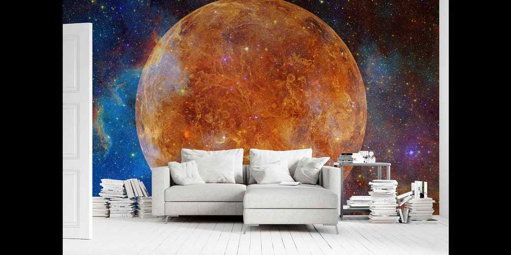 Dev Gezegen ve Galaksi Manzaralı Uzay Temalı Duvar Kağıdı 4348