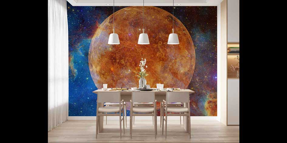 Dev Gezegen ve Galaksi Manzaralı Uzay Temalı Duvar Kağıdı 4348