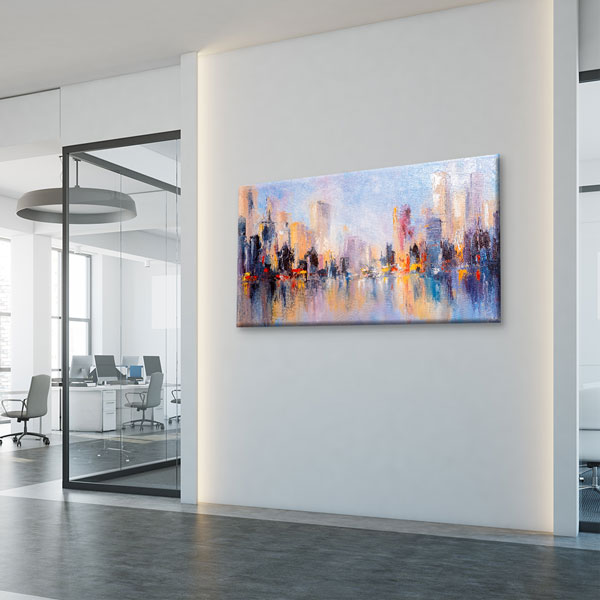 Soyut Şehir Manzarası ve Su Yansımalı Kanvas Tablo – 5552