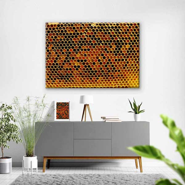 Altın Tonlu Bal Peteği Dokusu Kanvas Tablo 4687