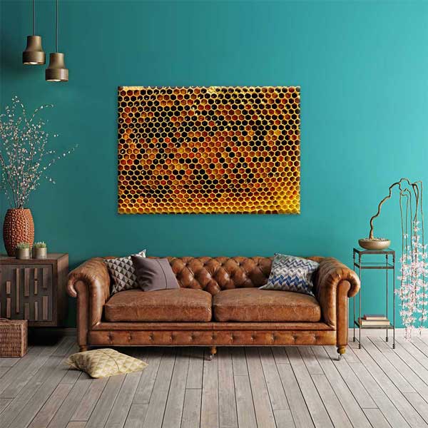 Altın Tonlu Bal Peteği Dokusu Kanvas Tablo 4687