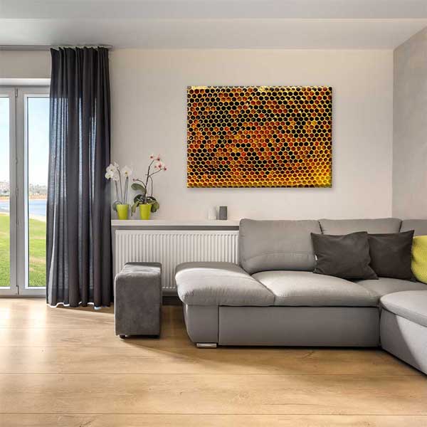 Altın Tonlu Bal Peteği Dokusu Kanvas Tablo 4687