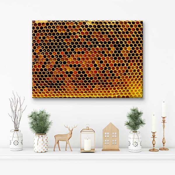 Altın Tonlu Bal Peteği Dokusu Kanvas Tablo 4687