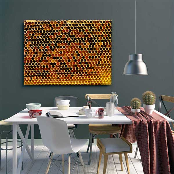 Altın Tonlu Bal Peteği Dokusu Kanvas Tablo 4687