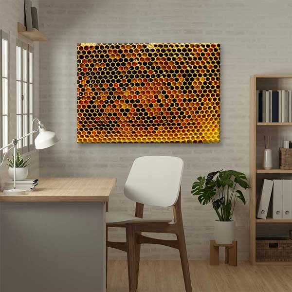 Altın Tonlu Bal Peteği Dokusu Kanvas Tablo 4687