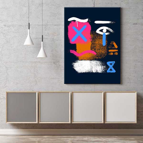 duvar-kanvas-tablo-4820-03 Soyut Semboller Modern Dijital Sanat Kanvas Duvar Tablosu 4820