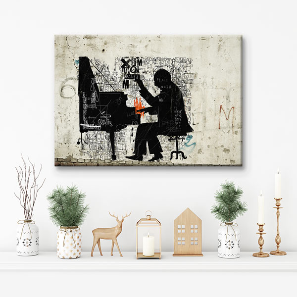 Piyano Çalan Müzisyen Temalı Sanatsal Kanvas Tablo 5046