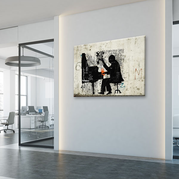 Piyano Çalan Müzisyen Temalı Sanatsal Kanvas Tablo 5046