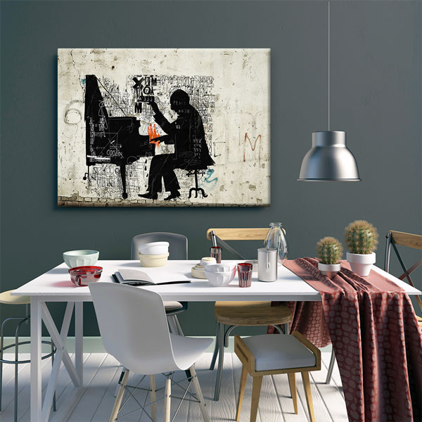 Piyano Çalan Müzisyen Temalı Sanatsal Kanvas Tablo 5046