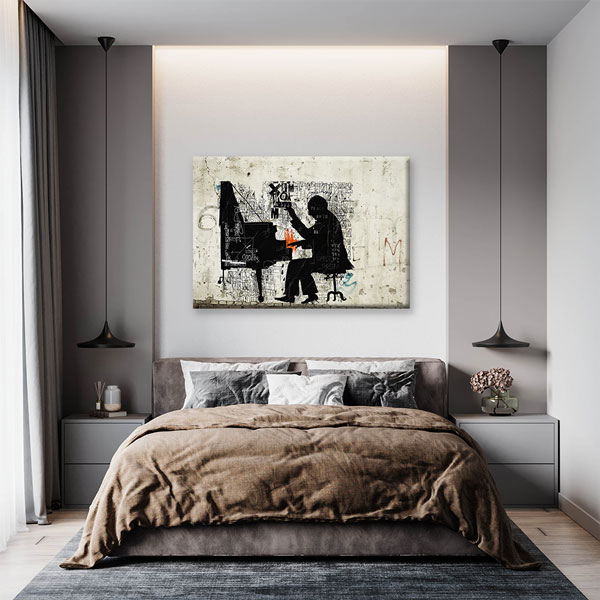 Piyano Çalan Müzisyen Temalı Sanatsal Kanvas Tablo 5046