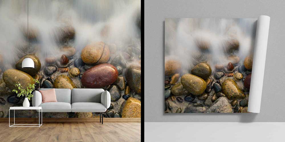 Akan Su ve Çakıl Taşları Doğal Doku Deniz Temalı Duvar Kağıdı 4600