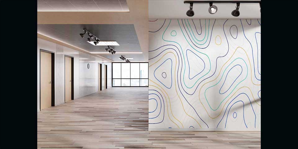 Kontur Çizgili Modern Desen Sanatı Duvar Kaplaması 4154