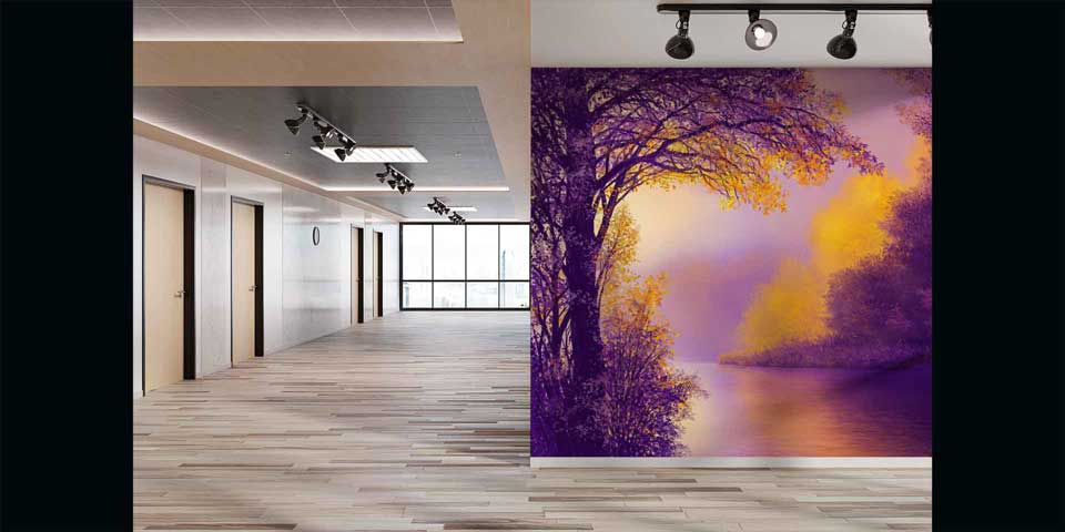 Mor ve Altın Tonlu Nehir Manzarası Duvar Kaplaması 4405