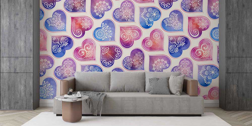 Pastel Desenli Kalpler Duvar Kağıdı 4499