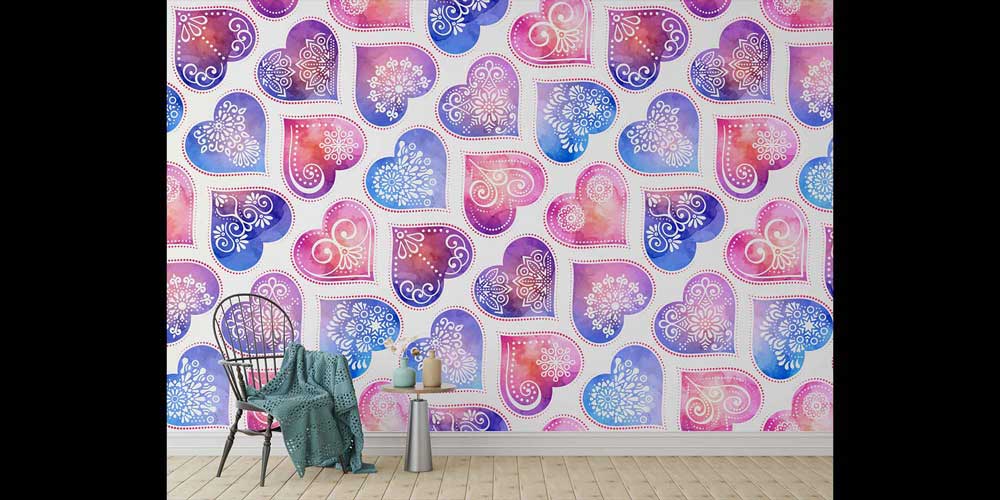 Pastel Desenli Kalpler Duvar Kağıdı 4499