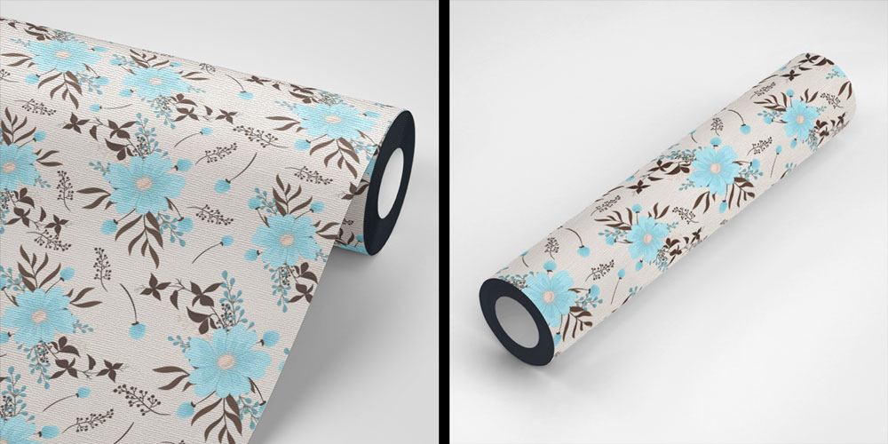 Mavi Çiçek Desenli Ferah Botanik Duvar Kağıdı 4250