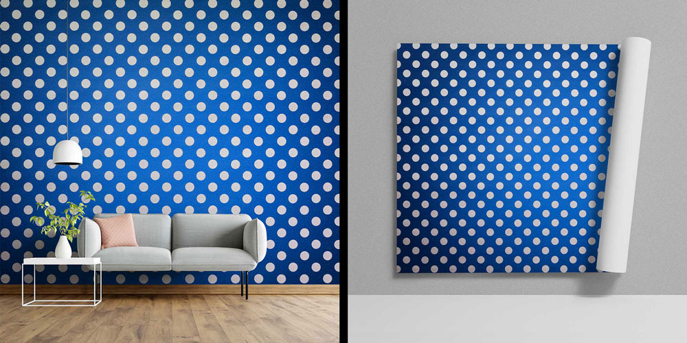 Lacivert Puantiye Desenli Duvar Kağıdı 4623