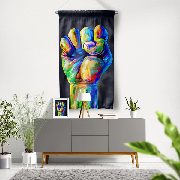 duvar-ofis-dekor-5318-00 Renkli Güç ve Adalet Temalı Duvar Flaması 5318