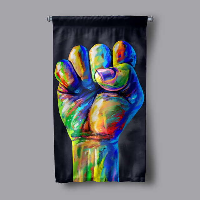 Renkli Güç ve Adalet Temalı Duvar Flaması 5318