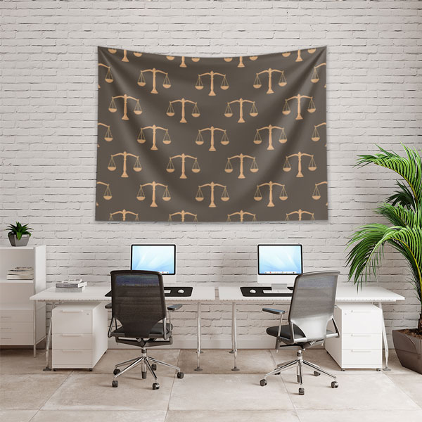 Adalet Heykeli Temalı Hukuk Duvar Örtüsü Kumaş Baskı 5309