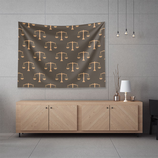 Adalet Heykeli Temalı Hukuk Duvar Örtüsü Kumaş Baskı 5309