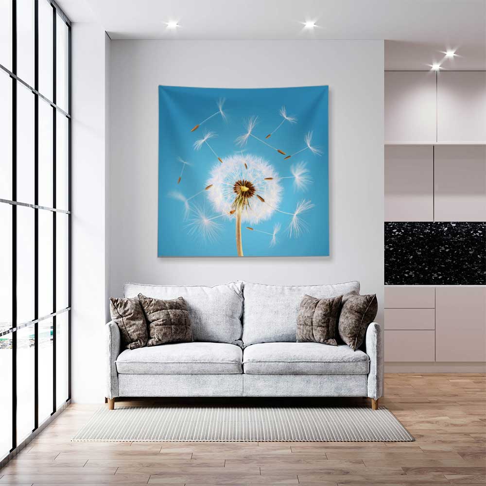 Karahindiba Tohumları Desenli Botanik Duvar Örtüsü Kumaş Baskı 4293