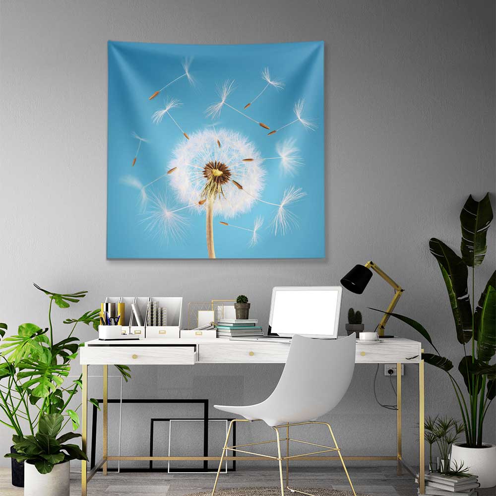 Karahindiba Tohumları Desenli Botanik Duvar Örtüsü Kumaş Baskı 4293