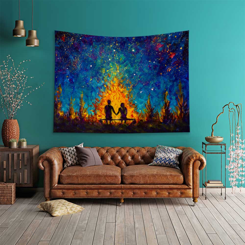 duvar-ortuleri-4521-01 Yıldızlı Gece Aşk Temalı Duvar Örtüsü 4521