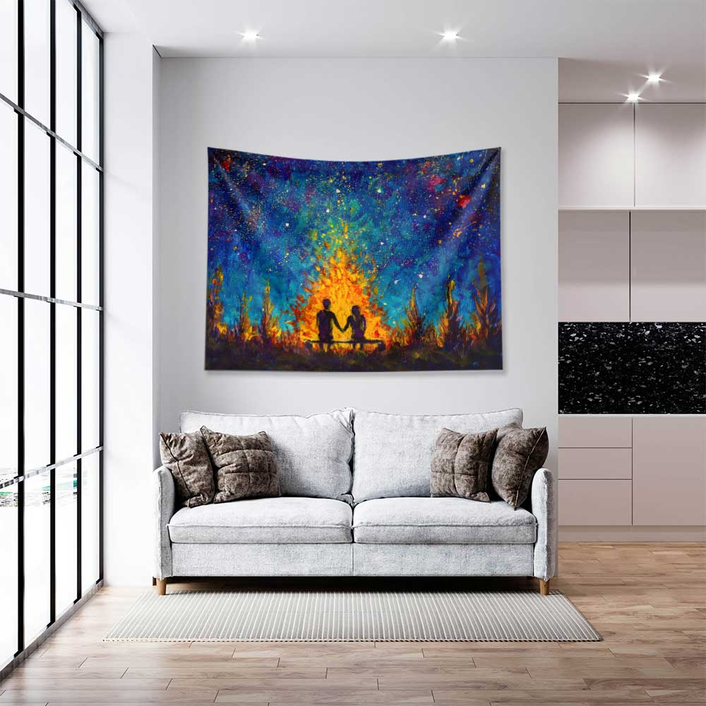 duvar-ortuleri-4521-02 Yıldızlı Gece Aşk Temalı Duvar Örtüsü 4521