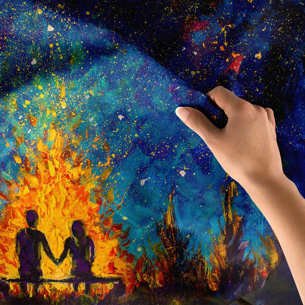 duvar-ortuleri-4521-05 Yıldızlı Gece Aşk Temalı Duvar Örtüsü 4521