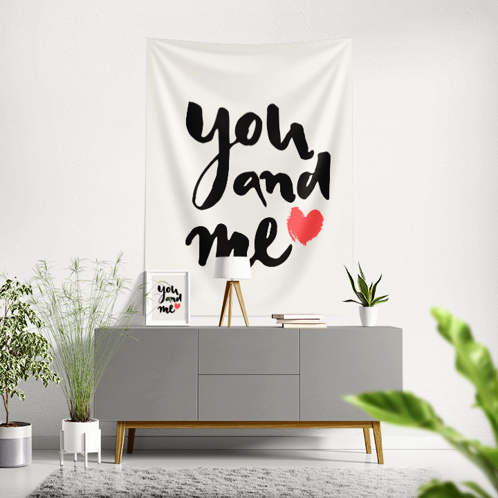 You and Me Yazılı Romantik Duvar Örtüsü 4542