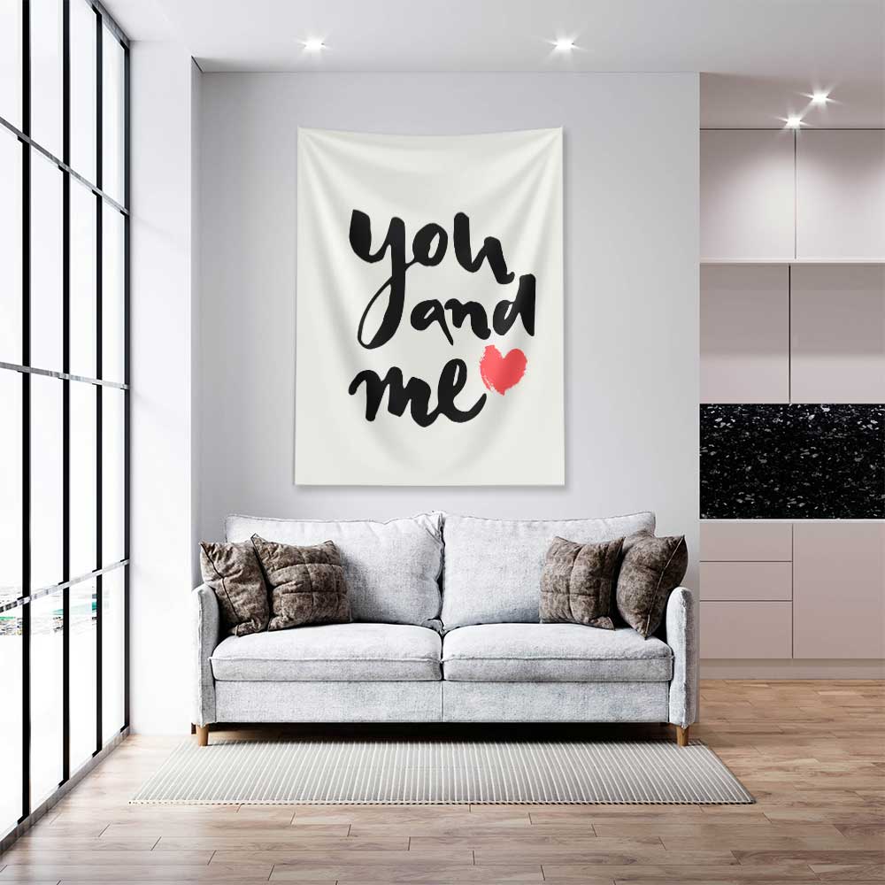 You and Me Yazılı Romantik Duvar Örtüsü 4542