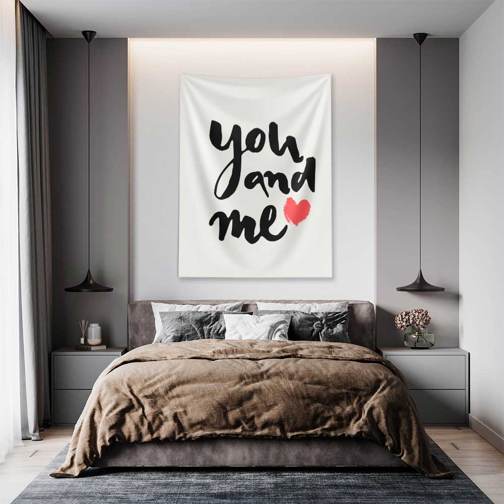 You and Me Yazılı Romantik Duvar Örtüsü 4542