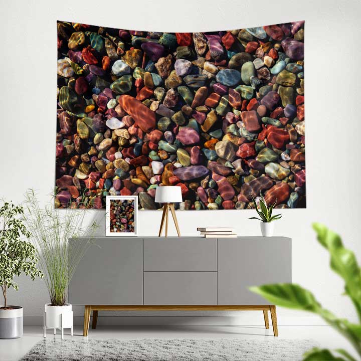 Çok Renkli Deniz Çakıl Taşları Desenli Duvar Örtüsü 4632