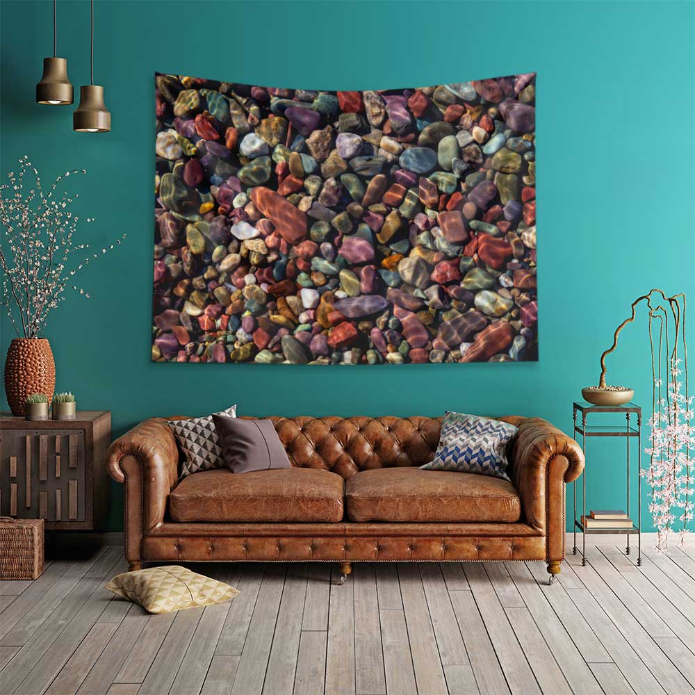 Çok Renkli Deniz Çakıl Taşları Desenli Duvar Örtüsü 4632
