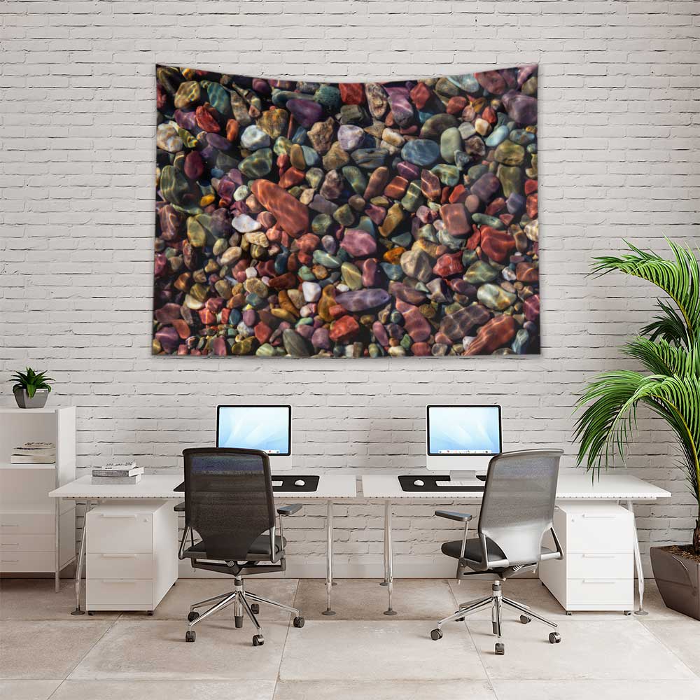 Çok Renkli Deniz Çakıl Taşları Desenli Duvar Örtüsü 4632