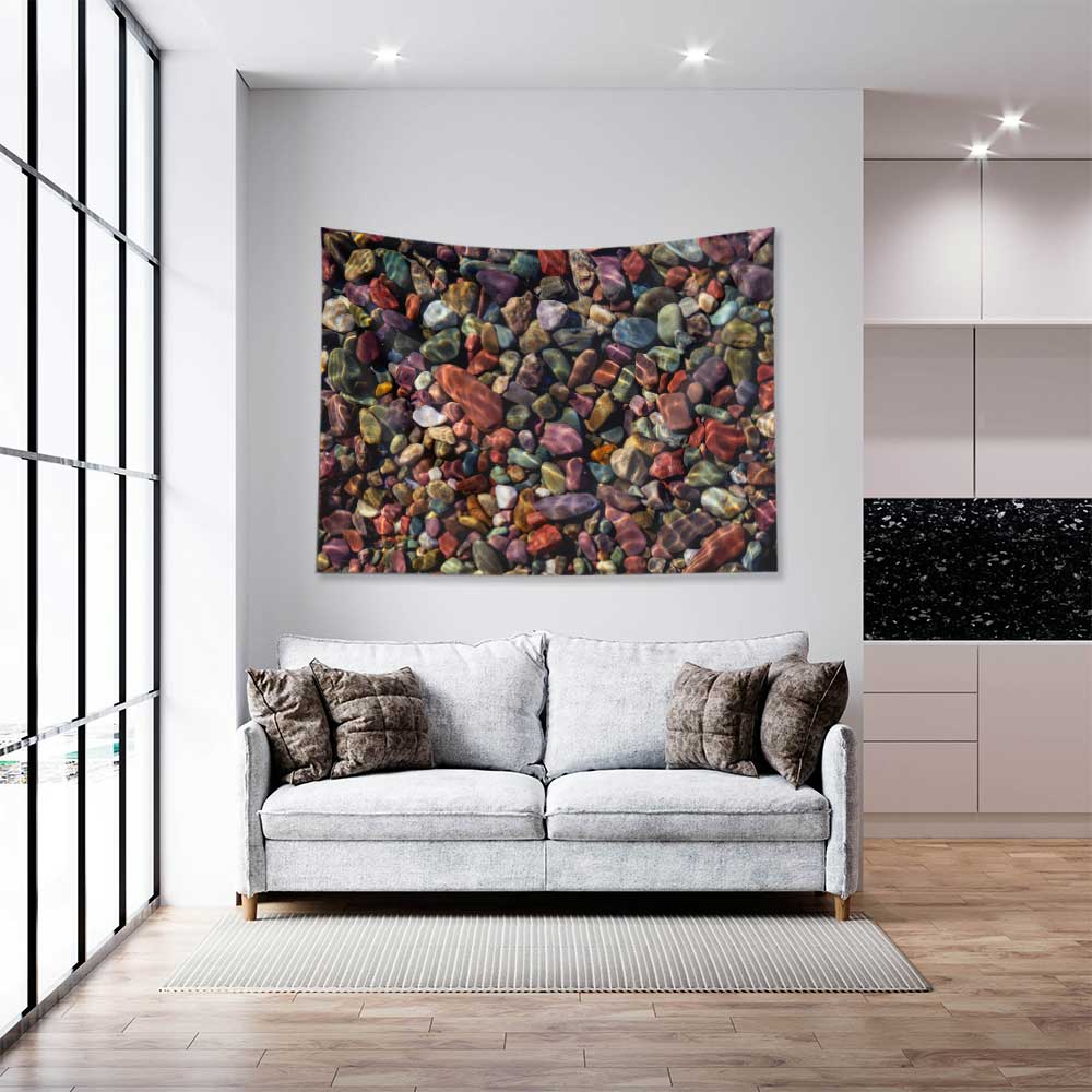 Çok Renkli Deniz Çakıl Taşları Desenli Duvar Örtüsü 4632
