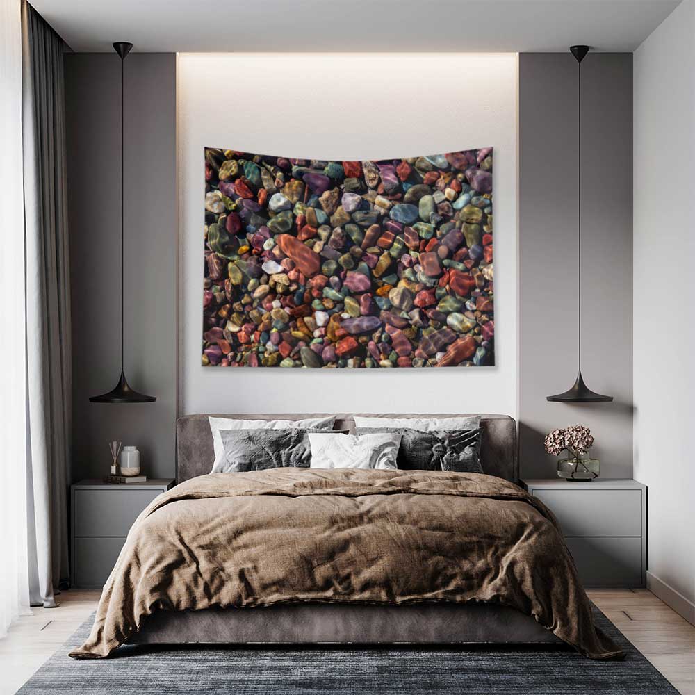 Çok Renkli Deniz Çakıl Taşları Desenli Duvar Örtüsü 4632