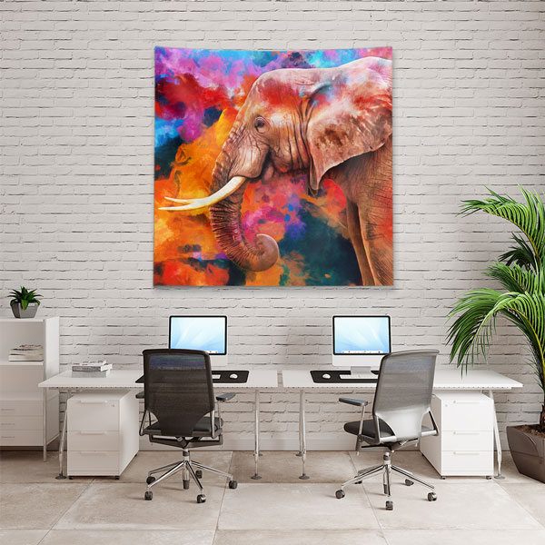 Renkli Sanatsal Fil Portresi Duvar Örtüsü 4962