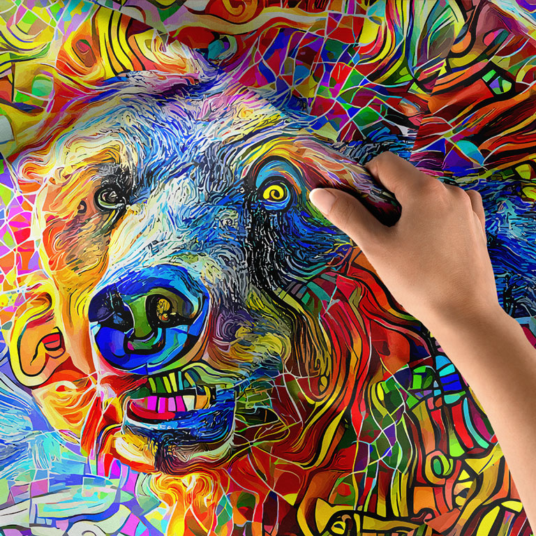 Renkli Sanatsal Ayı Portresi Duvar Örtüsü 4964