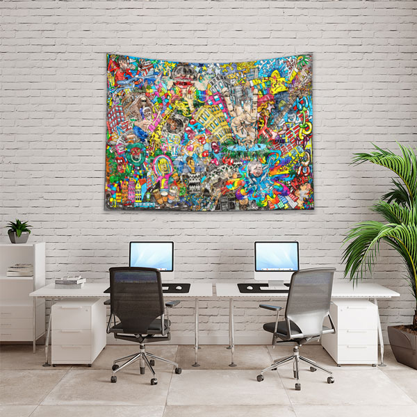 Soyut Grafiti Duvar Örtüsü 5021