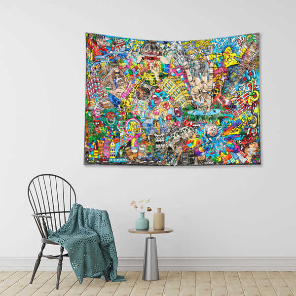 Soyut Grafiti Duvar Örtüsü 5021